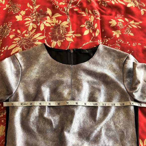 *NWOT* Flattering Statement Piece by BCBGMaxAzria - Vegan Leather Silver Top XXS - Picture 13 of 16